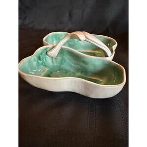 Stangl 3782 Green Blue Grey Double Pear Handled Relish 7 ½" Dish USA
